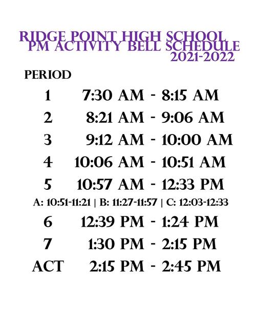 PM Activity Schedule